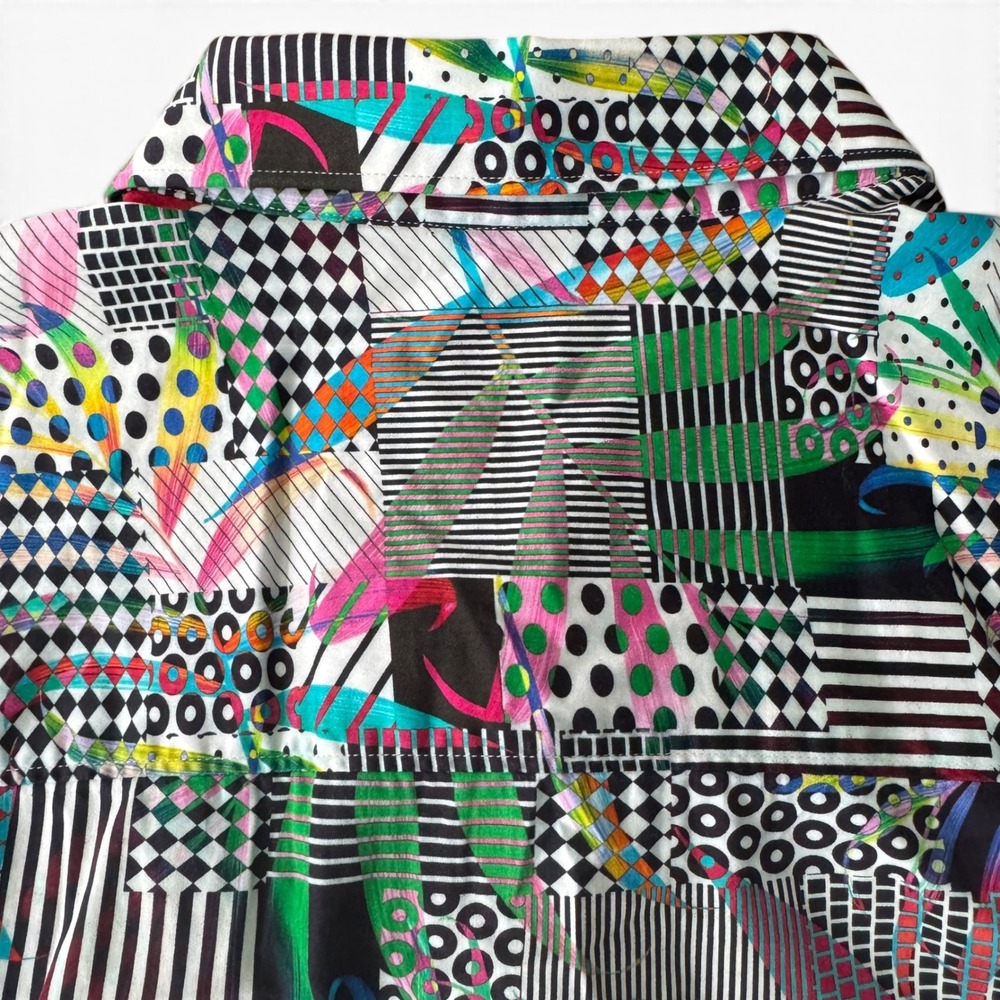 Robert Graham Button Down Shirt Men 3XL Multicolor Geometric Camo Trim Big Tall - Picture 4 of 13